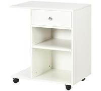 Vinsetto Armario para Impresora de Oficina Carro Multifuncional con Ruedas y Cajón 2 Compartimentos Estante Ajustable Soporte para CPU para Estudio 60x40x68,5 cm Blanco Veteado Madera