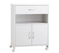 Vinsetto Armario para Impresora Soporte para Impresora con Ruedas Mueble Impresora con Cajón 2 Puertas y Compartimiento Abierto para Salón Oficina Estudio 60x39x80 cm Blanco