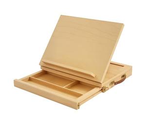 Vinsetto Caballete de Mesa Ajustable Caja de Caballete de Madera de Haya con Cajón de Almacenamiento Tablero de Dibujo y Bocetos Plegable para Adultos Principiantes Artistas 33,5x26x26 cm Natural