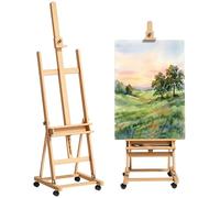 Vinsetto Caballete de Pintura Plegable, 238 cm, Caballete de Madera con Ruedas, Altura Ajustable, Bandeja, para Adultos, Artistas, Pintor, Estudiantes, Natural