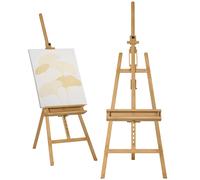 Vinsetto Caballete de Pintura Plegable de Madera 235 cm con Altura y Ángulo Ajustables Estante Natural