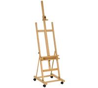 Vinsetto Caballete de Pintura Plegable de Madera 238 cm con Ruedas Altura Ajustable Bandeja Natural