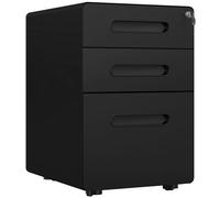 Vinsetto - Caja de escritorio móvil con cerradura, armario de escritorio con ruedas con 3 cajones y estuche para lápices extraíble, organizador para documentos, tamaño A4 o letras, 39 x 48 x 59 cm