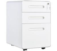Vinsetto - Caja de Escritorio móvil con Cerradura, Armario de Escritorio con Ruedas con 3 cajones y Estuche para lápices extraíble, Organizador para Documentos, tamaño A4 o Letras, 39 x 48 x 59 cm