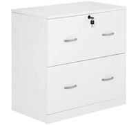 Vinsetto Cajonera de Escritorio con 2 Cajones Cajonera de Oficina con Guías para Carpetas Colgantes para A4 Cerradura y 2 Llaves para Estudio Salón 74x42x72 cm Blanco