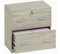 Vinsetto Cajonera de Escritorio con 2 Cajones con Guías para Carpetas Colgantes para A4 Cerradura y 2 Llaves 74x42x72 cm Natural