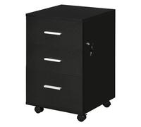 Vinsetto cajonera de escritorio con 3 cajones, cajonera de oficina con ruedas, cerradura, 2 llaves, archivador móvil, para estudio, salón, 40x40x61,5 cm, negro