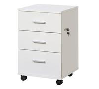 Vinsetto Cajonera de Escritorio con 3 Cajones Ruedas 40x40x61,5 cm Blanco | Cajonera de Oficina, Cerradura, 2 Llaves, Archivador Móvil, para Estudio, Salón