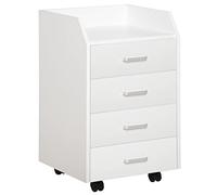 Vinsetto Cajonera de Escritorio con Ruedas 4 Cajones 40x36x65 cm Blanco