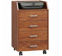 Vinsetto cajonera de escritorio con ruedas, cajonera de oficina con 4 cajones, archivador móvil para estudio, salón, para debajo del escritorio, 40x36x65 cm, marrón