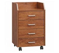 Vinsetto cajonera de escritorio con ruedas, cajonera de oficina con 4 cajones, archivador móvil para estudio, salón, para debajo del escritorio, 40x36x65 cm, marrón