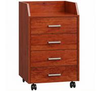 Vinsetto Cajonera de Escritorio con Ruedas Cajonera de Oficina con 4 Cajones Archivador Móvil para Estudio 40x36x65 cm Marrón