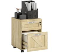 Vinsetto Cajonera de Oficina 2 Cajones con Ruedas 41x42x56 cm Natural