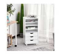 Vinsetto Mueble Auxiliar para Oficina Estudio Gran Espacio de Almacenaje con 3 Cajones 4 Estantes Abiertos 4 Ruedas 40x30x83 cm Blanco Aosom España