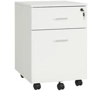 Vinsetto Cajonera de Oficina con Ruedas con 2 Cajones 40x49x58 cm Blanco | Mueble Archivador, Cajonera Escritorio, para Documentos en Tamaño A4, Cerradura y Llaves