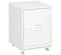 Vinsetto Cajonera de Oficina Mueble Archivador con Ruedas Estante Ajustable y Puerta de Metal para Tamaño A4 para Estudio Salón 38x38,5x55,5 cm Blanco