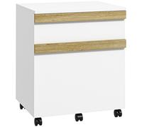 Vinsetto Cajonera de oficina con ruedas y 2 cajones deslizantes organizador de archivos 48x40x59,5 cm Blanco Aosom España