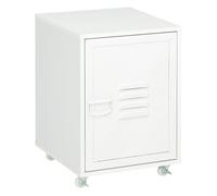 Vinsetto Cajonera de Oficina Mueble Archivador con Ruedas Estante Ajustable y Puerta de Metal para Tamaño A4 para Estudio Salón 38x38,5x55,5 cm Blanco
