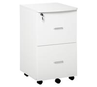 Vinsetto Cajonera de Oficina Mueble Auxiliar para Archivos con 2 Cajones Cerradura de 2 Llaves 5 Ruedas para Tamaño Carta A4 para Estudio Despacho Dormitorio 43x45x72 cm Blanco
