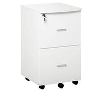 Vinsetto Cajonera de Oficina Mueble Auxiliar para Archivos con 2 Cajones Cerradura de 2 Llaves 5 Ruedas para Tamaño Carta A4 para Estudio Despacho Dormitorio 43x45x72 cm Blanco