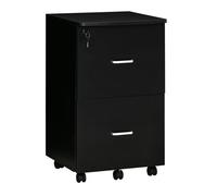 Vinsetto Cajonera de Oficina Mueble Auxiliar para Archivos con 2 Cajones Cerradura de 2 Llaves 5 Ruedas para Tamaño Carta A4 para Estudio Despacho Dormitorio 43x45x72 cm Negro
