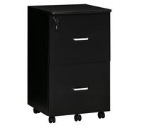 Vinsetto Cajonera de Oficina Mueble Auxiliar para Archivos con 2 Cajones Cerradura de 2 Llaves 5 Ruedas para Tamaño Carta A4 para Estudio Despacho Dormitorio 43x45x72 cm Negro