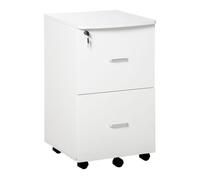 Vinsetto Cajonera de Oficina Mueble Auxiliar para Archivos con 2 Cajones Cerradura de 2 Llaves 5 Ruedas para Tamaño Carta A4 para Estudio Despacho Dormitorio 43x45x72 cm Blanco