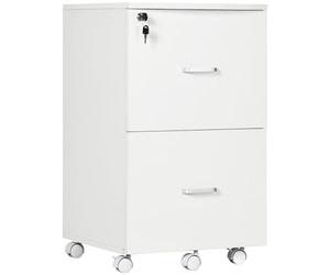 Vinsetto Cajonera de Oficina Mueble Auxiliar para Archivos con 2 Cajones Cerradura de 2 Llaves 5 Ruedas para Tamaño Carta A4 para Estudio Despacho Dormitorio 43x45x72 cm Blanco