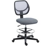 Vinsetto Chaise bureau ergonomique, fauteuil de bureau avec repose-pieds, chaise à dessin en maille, hauteur réglable, dossier incurvé, pivotant 360°, pour studio travail à domicile, gris foncé