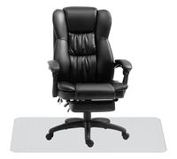 Vinsetto Conjunto 1 Silla de Masaje Reclinable 68,5x68,5x113-121 cm y 1 Alfombra Protectora de Suelo 90x120 cm Negro Transparente