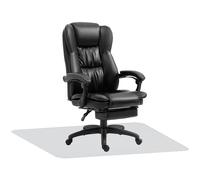 Vinsetto Conjunto de Oficina Incluye 1 Silla de Masaje Reclinable con 6 Puntos de Masaje 68,5x68,5x113-121 cm y 1 Alfombra Protectora de Suelo 90x120 cm Negro y Transparente