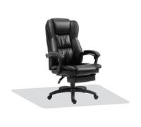 Vinsetto Conjunto de Oficina Incluye 1 Silla de Masaje Reclinable con 6 Puntos de Masaje 68,5x68,5x113-121 cm y 1 Alfombra Protectora de Suelo 90x120 cm Negro y Transparente