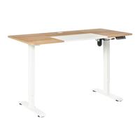 Vinsetto Escritorio de Pie Ajustable 140x70x72-116 cm Blanco y Natural | Soporte de Escritorio, 4 Teclas de Memoria, para Oficina Hogar