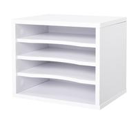 Vinsetto Organizador de escritorio de madera Blanco con 4 niveles para suministros soporte de impresora 35,5x25x28,6 cm Aosom España