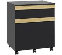 Vinsetto Pedestal de Oficina con Ruedas Unidad de Almacenamiento móvil con 2 cajones extraíbles clasificador de Archivos 48 x 40 x 59,5 cm Negro