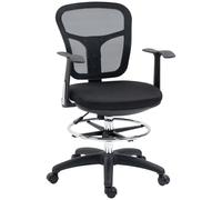 Vinsetto Silla de Dibujo Giratoria Silla de Escritorio Silla Alta con Respaldo Medio Soporte Lumbar Altura Ajustable Carga 120 kg 59x59x95-115 cm Negro