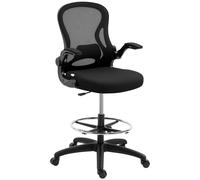 Vinsetto Silla de Dibujo Giratoria con Soporte Lumbar Reposapiés Ajustable y Reposabrazos Abatibles 59x65x110-130 cm Negro Aosom España