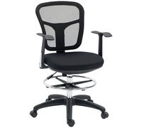Vinsetto Silla de Dibujo Giratoria Silla de Escritorio Silla Alta con Respaldo Medio Soporte Lumbar Altura Ajustable Carga 120 kg 59x59x95-115 cm Negro