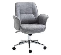 Vinsetto Silla de Escritorio Basculante Silla de Oficina Giratoria Tapizado en Microfibra Altura Ajustable con Reposabrazos Respaldo Asiento Acolchado 67x69x92-102 cm Gris