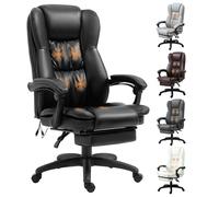 Vinsetto Silla de Escritorio con 6 Puntos de Masaje PU Silla de Despacho Reposapiés Retráctil y Control Remoto 68,5x68,5x113-121cm Negro Aosom España