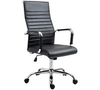Vinsetto Silla de Escritorio Giratoria Silla de Oficina con Respaldo Alto Altura Ajustable Función Basculante y Reposabrazos Tapizado en Cuero Sintético Negro