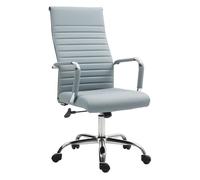 Vinsetto Silla de Escritorio Giratoria Silla de Oficina con Respaldo Alto Ruedas Giratorias Altura Ajustable Función Basculante y Reposabrazos Tapizado en Cuero Sintético Gris Claro