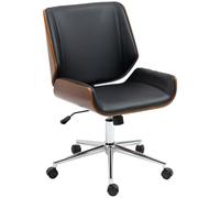 Vinsetto Silla de Oficina Giratoria de PU con Altura Ajustable Función de Inclinación y Ruedas 51x65,5x82-92 cm Negro Aosom España
