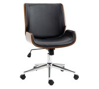 Vinsetto Silla de Escritorio Giratoria Silla de Oficina de PU con Altura Ajustable Función de Inclinación y Ruedas para Salón Dormitorio Estudio Carga 120 kg 51x65,5x82-92 cm Negro