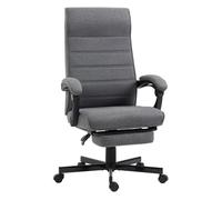 Vinsetto silla de escritorio reclinable silla de oficina giratoria con altura ajustable respaldo ángulo inclinado reposapiés retráctil y reposabrazos silla para estudio carga 120 kg gris