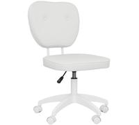Vinsetto Silla De Escritorio Tapizada En Pu Sin Brazos 46x59x82-92 Cm Blanco