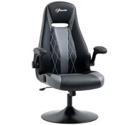 Vinsetto - Silla de juego ergonómica con base redonda de metal giratoria 360°, altura ajustable, reposacabezas abatibles, PVC, color gris