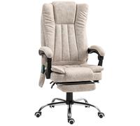 Vinsetto Silla de Masaje con 6 Puntos de Masaje Ajustable con Función de Calefacción Reposapiés Retráctil y Control Remoto Crema