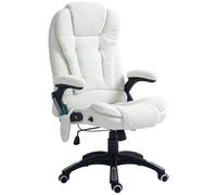 Vinsetto Silla de Oficina con Masaje Vibratorio de 6 Puntos Silla de Escritorio Giratoria con Función Basculante con Calefacción Altura Ajustable Respaldo Reclinable y Mando a Distancia Blanco