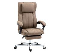 Vinsetto Silla de Masaje con 6 Puntos de Masaje Silla de Oficina Giratoria Silla de Escritorio Reclinable con Altura Ajustable Control Remoto Reposapiés y Reposacabezas Marrón
